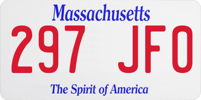 MA license plate 297JF0