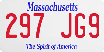 MA license plate 297JG9