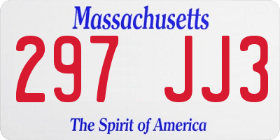 MA license plate 297JJ3