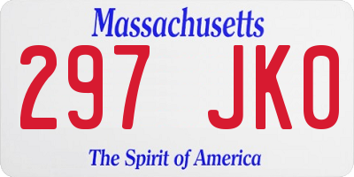 MA license plate 297JK0
