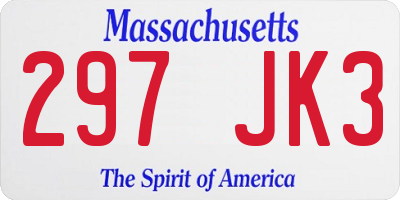 MA license plate 297JK3