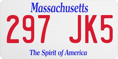 MA license plate 297JK5