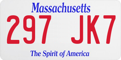 MA license plate 297JK7