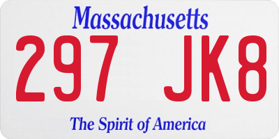 MA license plate 297JK8