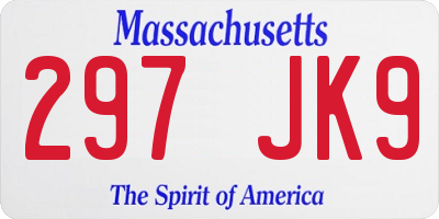 MA license plate 297JK9