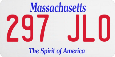 MA license plate 297JL0
