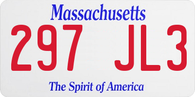 MA license plate 297JL3