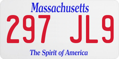 MA license plate 297JL9