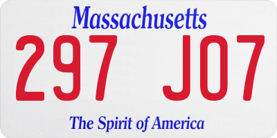 MA license plate 297JO7