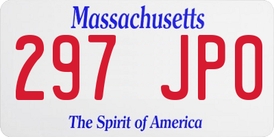 MA license plate 297JP0