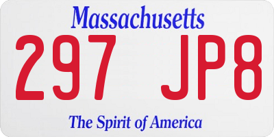 MA license plate 297JP8