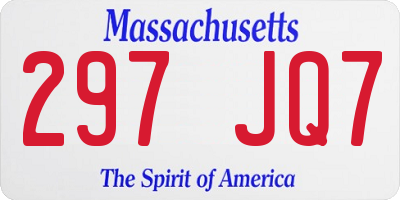 MA license plate 297JQ7