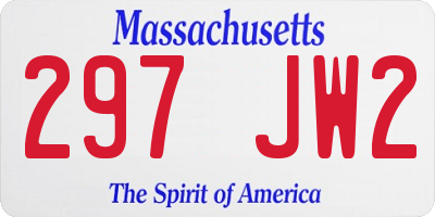 MA license plate 297JW2