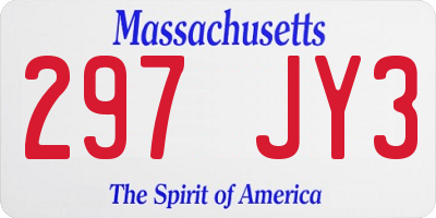 MA license plate 297JY3