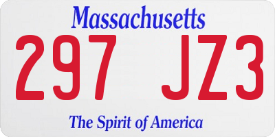 MA license plate 297JZ3