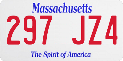 MA license plate 297JZ4