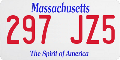 MA license plate 297JZ5