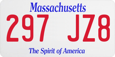 MA license plate 297JZ8
