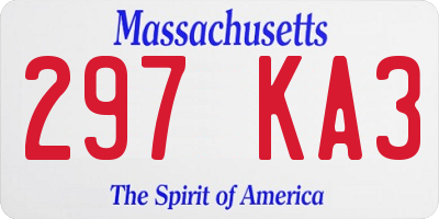 MA license plate 297KA3