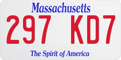 MA license plate 297KD7