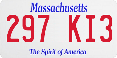 MA license plate 297KI3