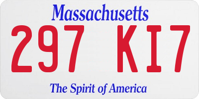 MA license plate 297KI7