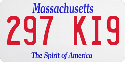MA license plate 297KI9