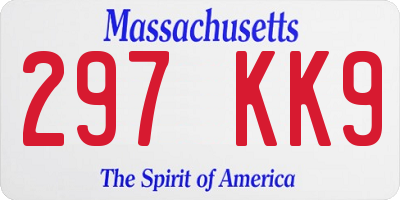 MA license plate 297KK9
