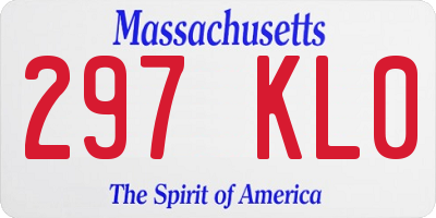 MA license plate 297KL0