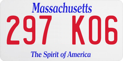 MA license plate 297KO6