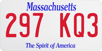 MA license plate 297KQ3
