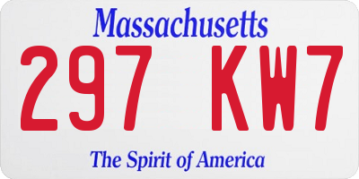 MA license plate 297KW7