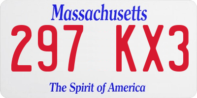 MA license plate 297KX3