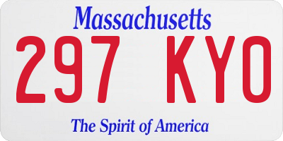 MA license plate 297KY0