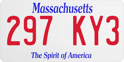MA license plate 297KY3