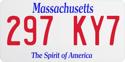 MA license plate 297KY7