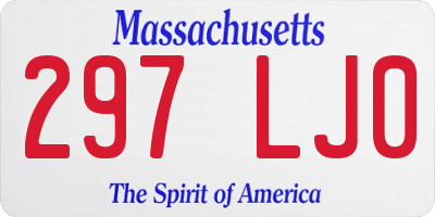MA license plate 297LJ0