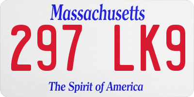 MA license plate 297LK9