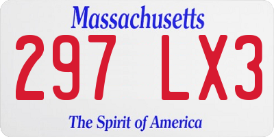 MA license plate 297LX3