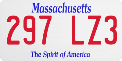 MA license plate 297LZ3