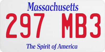MA license plate 297MB3