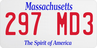 MA license plate 297MD3