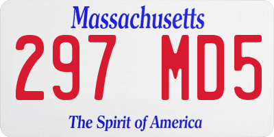 MA license plate 297MD5