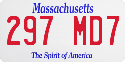 MA license plate 297MD7