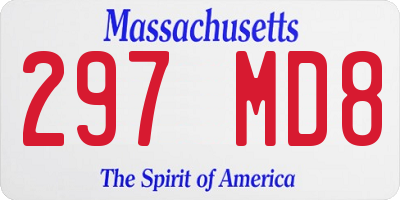 MA license plate 297MD8
