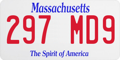 MA license plate 297MD9