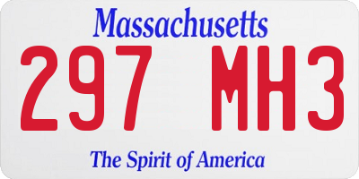 MA license plate 297MH3