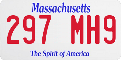 MA license plate 297MH9