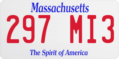 MA license plate 297MI3