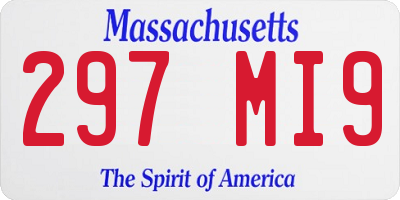 MA license plate 297MI9